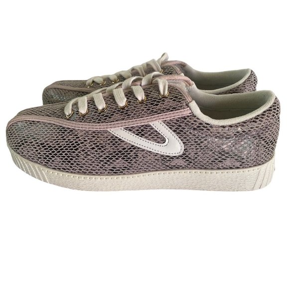 Tretorn Womens 7 Diamond Back Nylite Plus Snakeskin Leather Lace Up - Picture 1 of 6